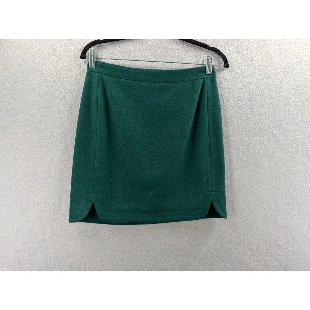 J. Crew Shirttail Mini Skirt Womens 00 Green Wool Blend Dark Academia Mod B0358